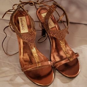 Bronze Heels with Ankle Straps-Dyables Brand sz 8